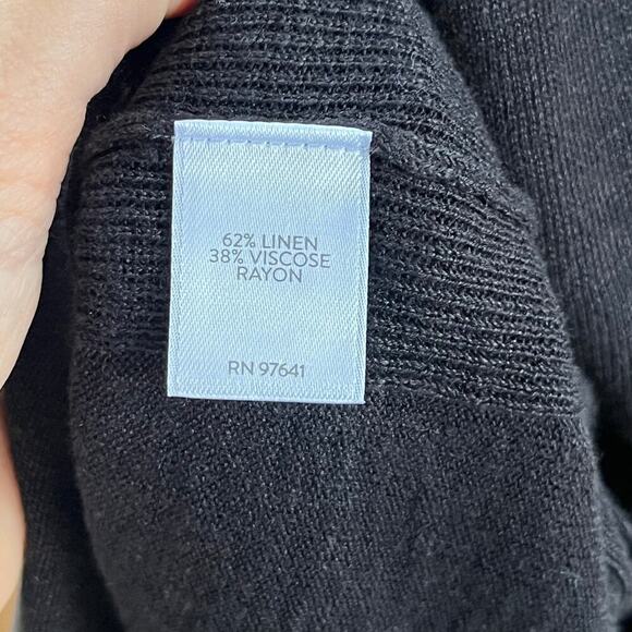 J. Jill Black Linen Blend Open Lightweight Longline Cardigan Size M. NEW - Picture 6 of 7